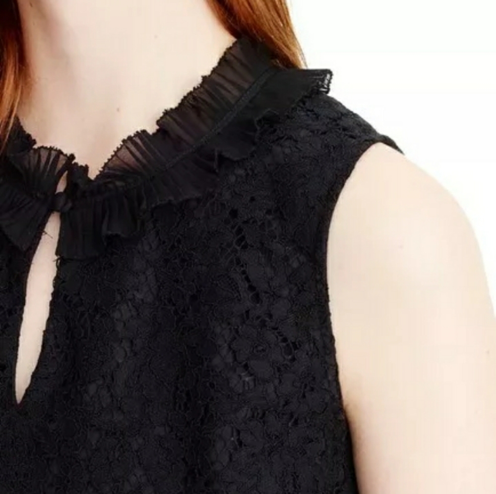 J. Crew | Floral lace ruffle-neck guipure top | Size PS - Picture 2 of 7